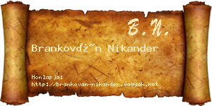 Brankován Nikander névjegykártya
